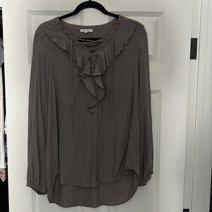 Gray blouse with ruffles